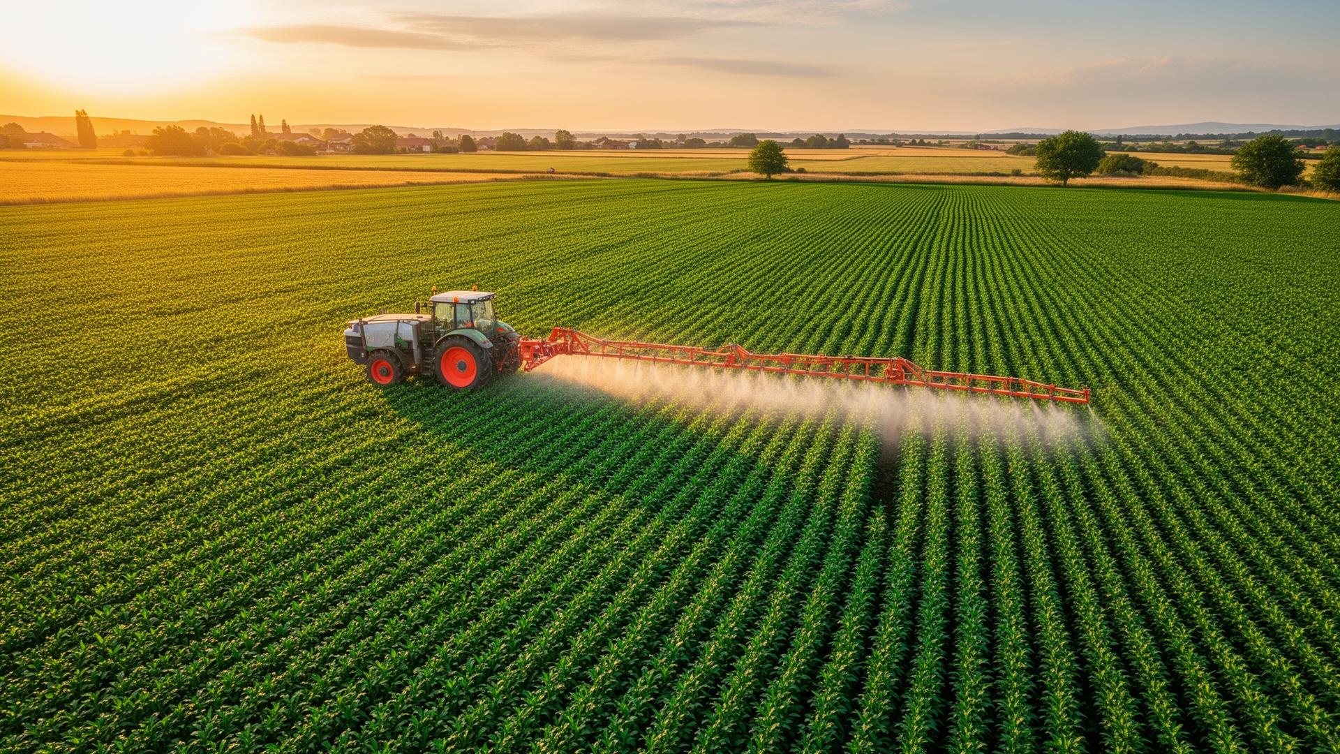 Agricultural field with chemical application